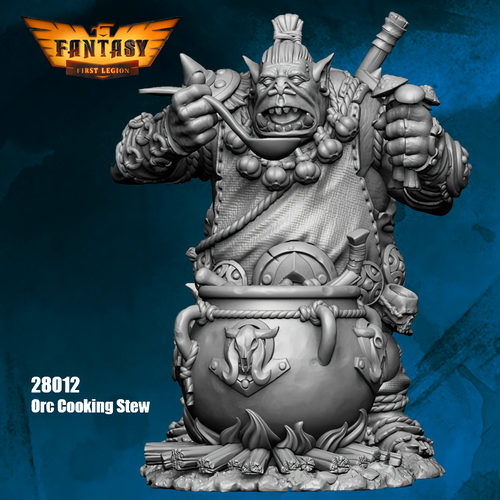 Миниатюра для настольных игр, First Legion, Орк-повар, (28012), 140х80х35мм, 30гр