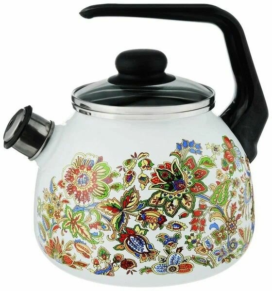 Чайник со свистком эмалированный Империо белый 3л Vitross