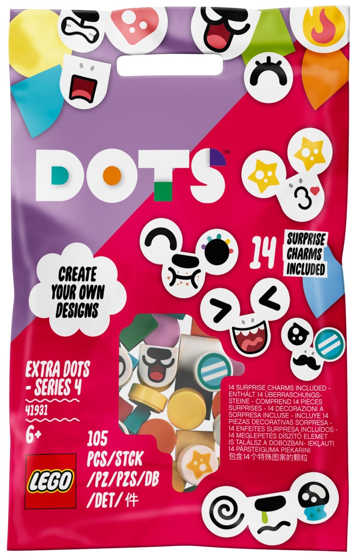 Дополнительные детали LEGO DOTS 41931 Серия 4, 4-99 лет, 105 дет.