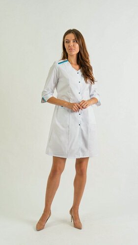Изображение товара Рабочий халат И-70 из Тиси. Универсальный медицинский халат женский, в пищевой деятельности, стоматологии, для врачей и студентов. Спецодежда поликлиник, мед центров и салона красоты