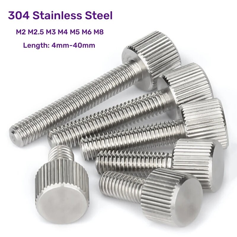 304 нержавеющая сталь M2 M2.5 M3 M4 M5 M6 M8 Плоская Круглая головка ручная затяжка винт шасси болт с накатанной головкой без инструментов M6-2pcs 8mm