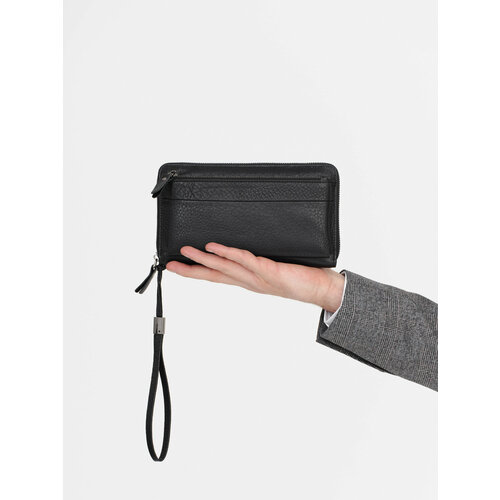 Кошелек FAUSTINI, фактура зернистая, гладкая, черный