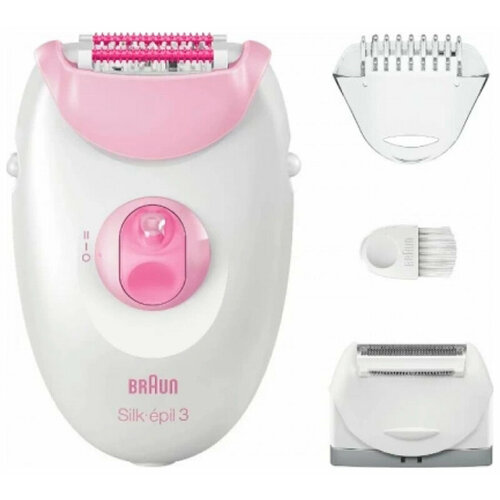 Эпилятор Braun S3 SE 3-031, белый/розовый, тип 5320, с бритвенной насадкой, сухая эпиляция, от сети