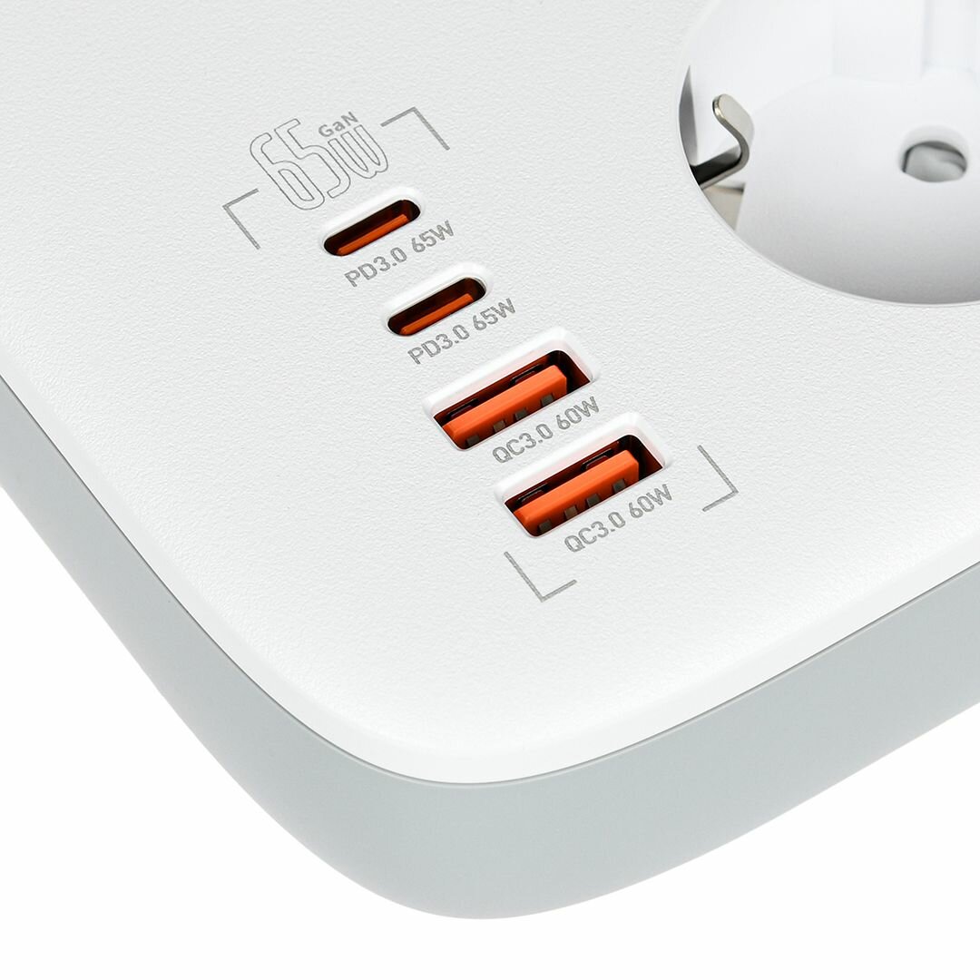 Сетевой фильтр TFN POWER1 TFN-POWER1WH, с USB, 3 розетки, заземление — фото 1