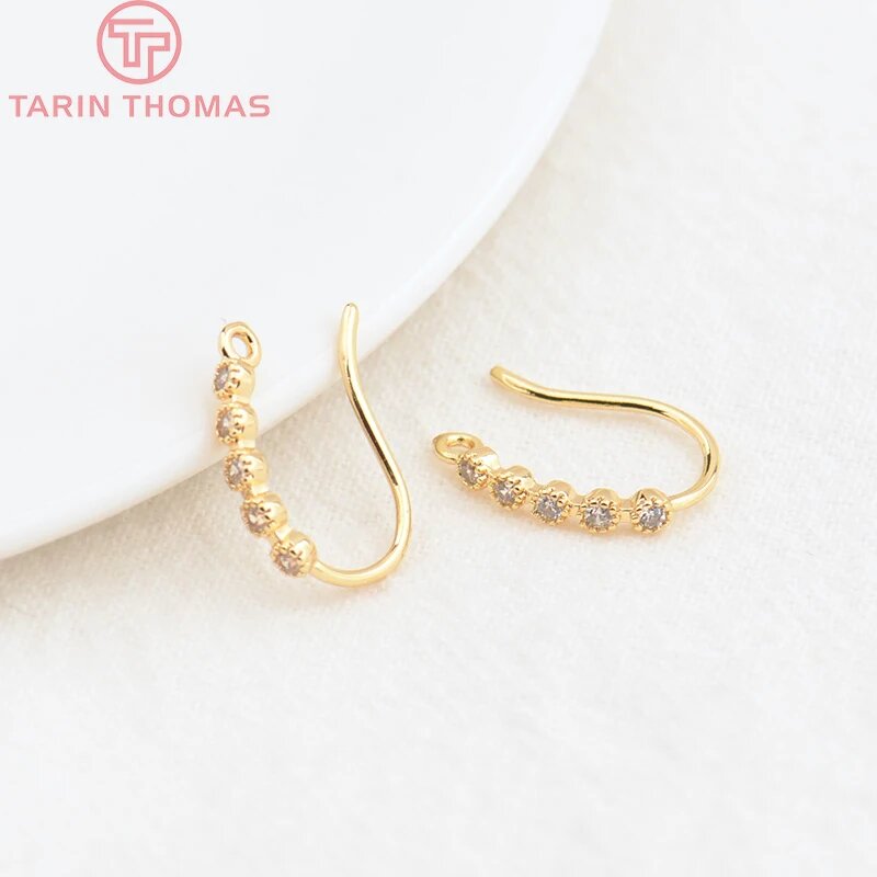 Латунные серьги с цирконом 24K золотого цвета TARIN THOMAS 6 шт. 1954-24K Gold Color