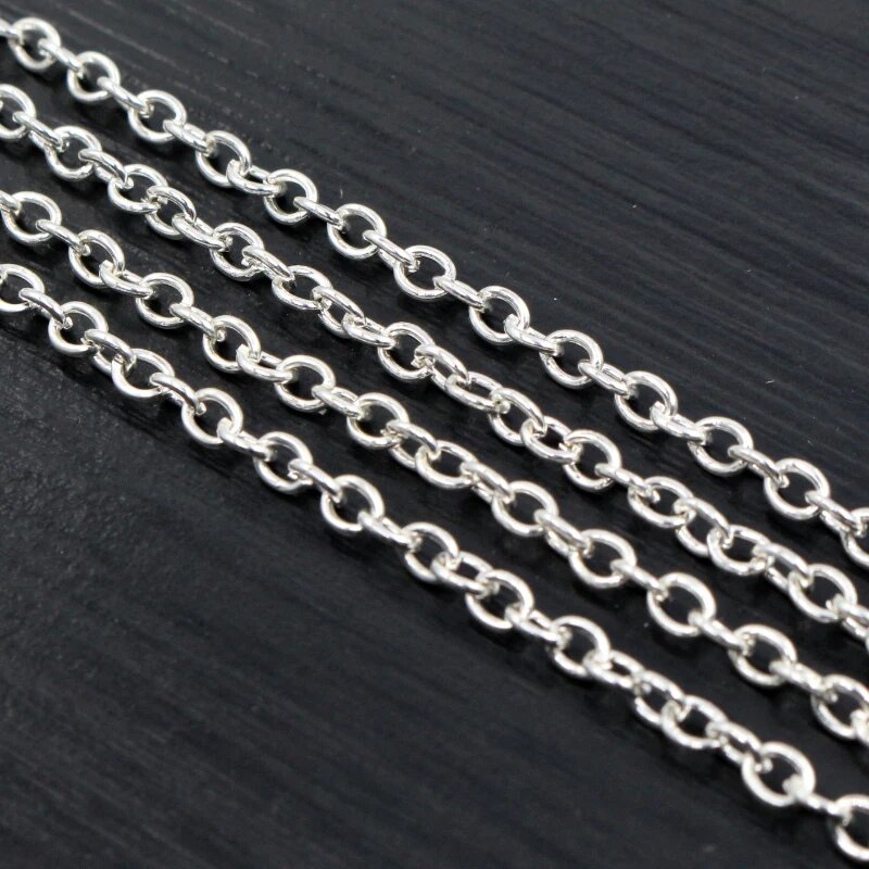 Несваренные железные кабельные цепи для украшений 5 метров Серебряный, 3x2mm, Silver