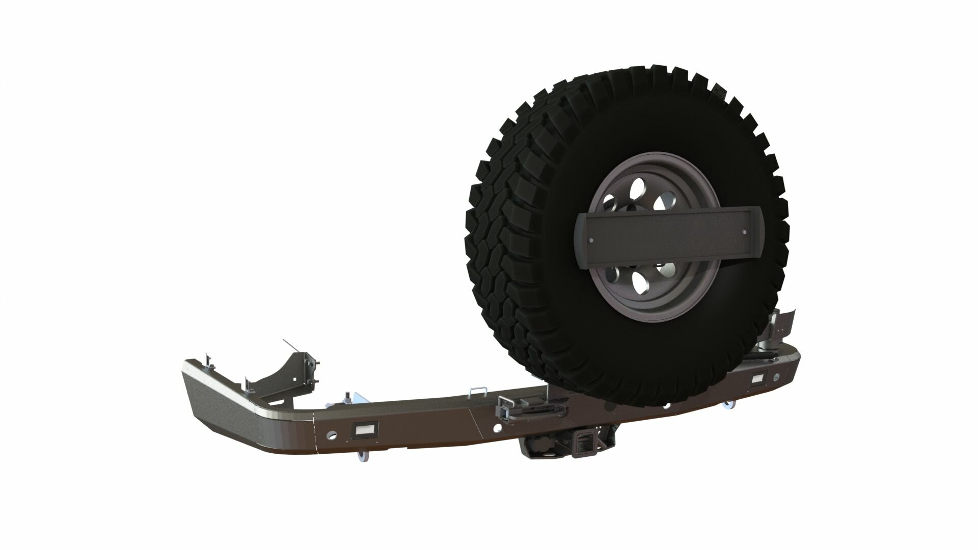 Бампер силовой задний STC для Toyota Land Cruiser 200 2008-2015 с калиткой запасного колеса, фары заднего хода в комплекте