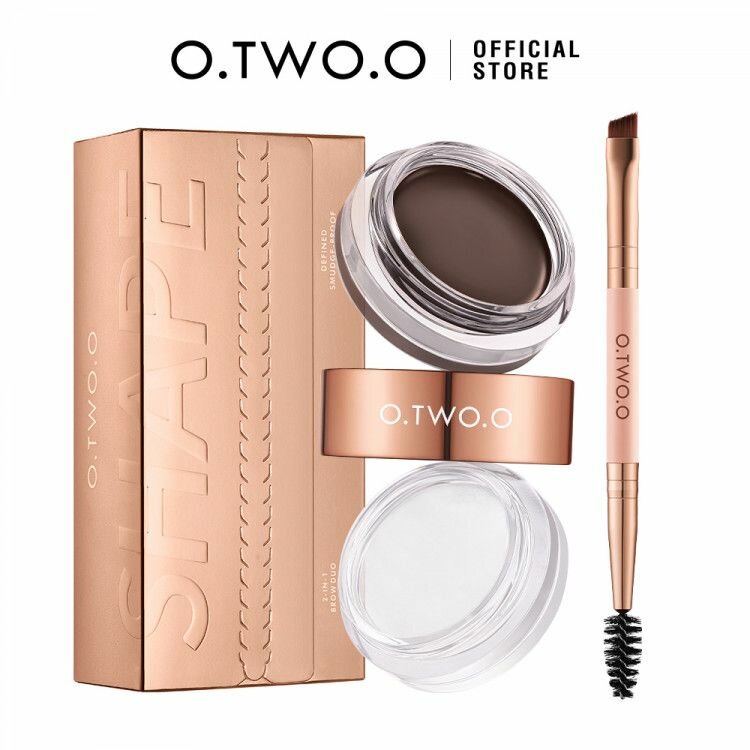 Гель для бровей O.TWO.O 2в1 воск для бровей фиксирующий и помадка тон 03 Black Brown (темно-коричневый) — фото 1