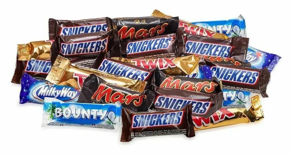 Шоколадные конфеты MixMinis Ассорти 5 видов. Батончики Snickers, Twix, Bounty, MilkyWay, Mars от Торговый Дом Амир