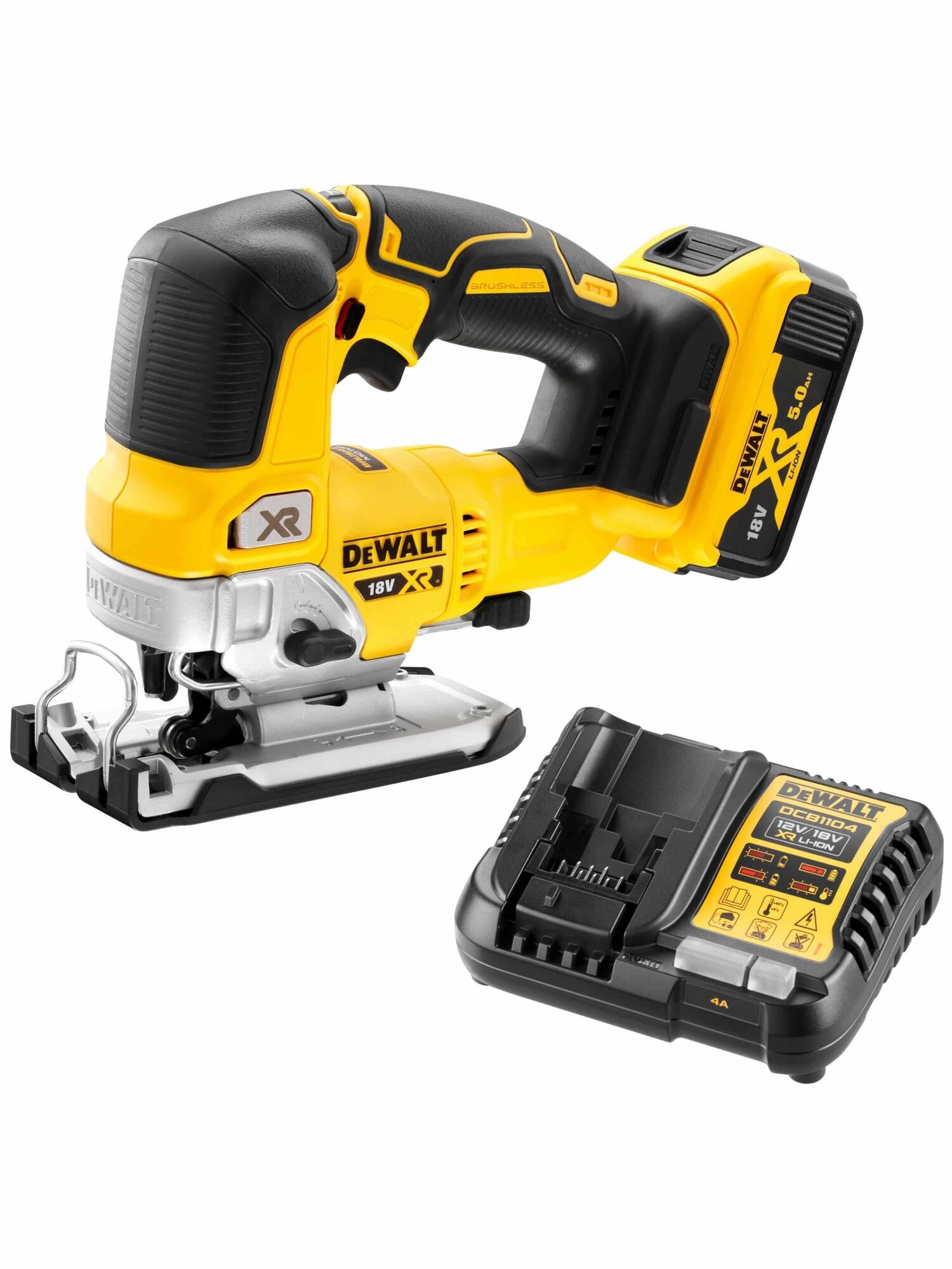 Аккумуляторный лобзик DEWALT DCS334P1, 18 В, 3200 ход/мин, 26 мм, с АКБ 5 Ач и ЗУ