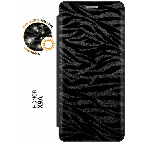 фото Чехол-книжка на honor x9a / magic5 lite / хонор х9а / мэджик 5 лайт с рисунком "зебра" черный slvgo