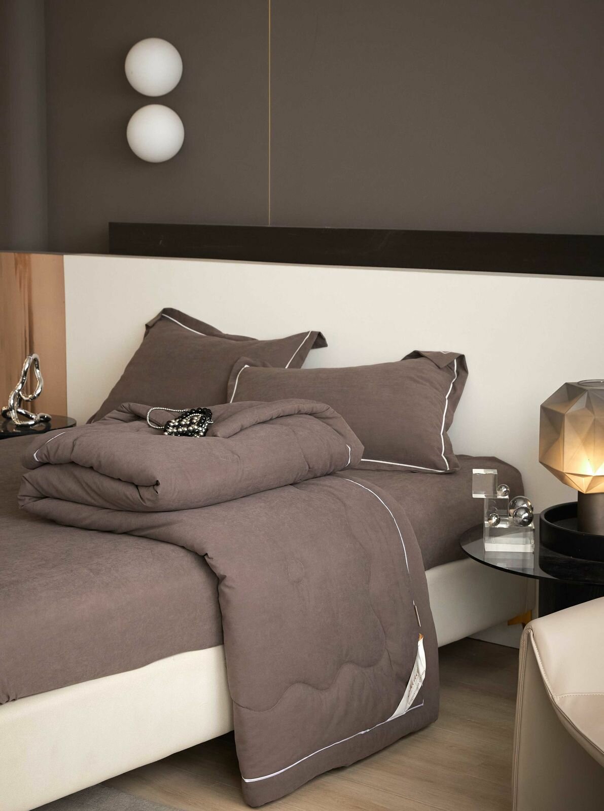 Постельное белье с одеялом евро, бархатный сатин, хлопок MEN-27B — фото 1