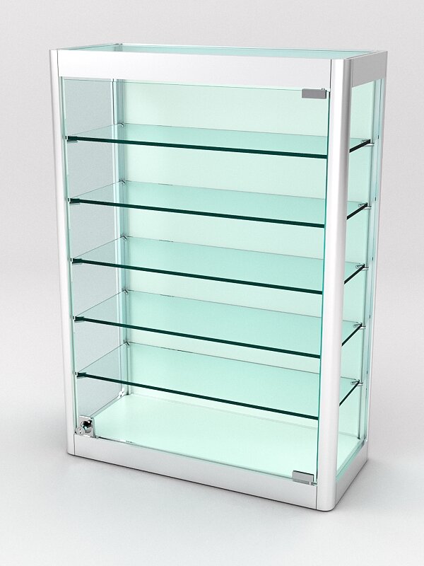 Витрина из профиля настенная "вайб ИКС" №2-5П-ДСП-220 (задняя стенка ДСП), Белый