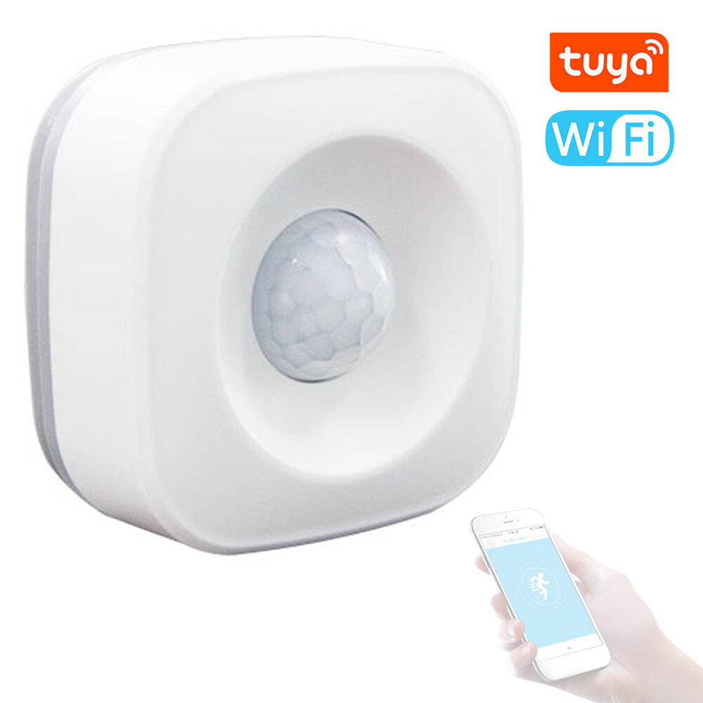 Tuya WiFi PIR Motion Sensor Alarm 2.4GHz Wireless Human Body Infrared Detector 120° Wide-Angle Detection Support Home Device Intelligence Linkage APP Control for Indoor & Outdoor