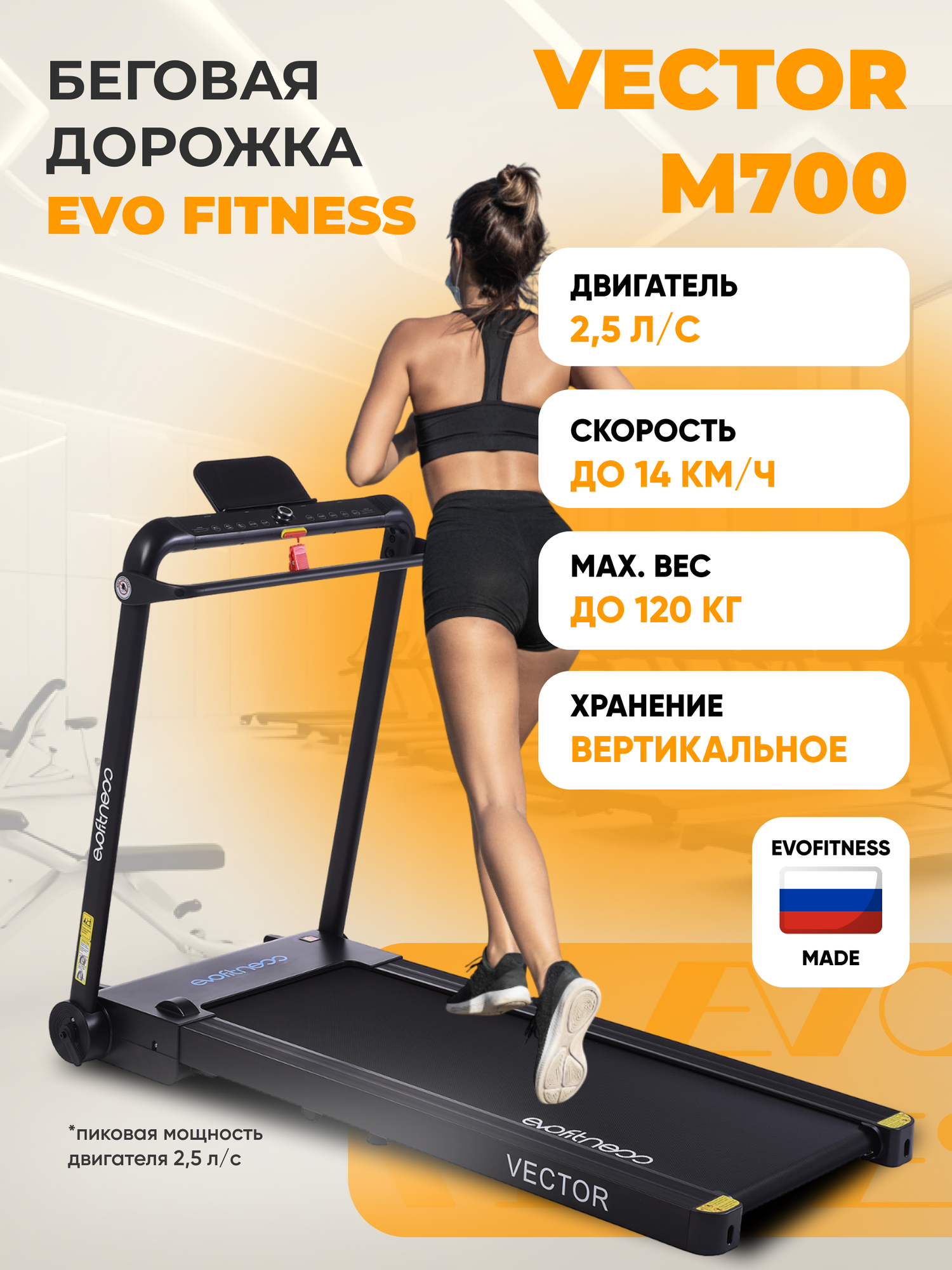 Беговая дорожка Evo Fitness Vector М700 black
