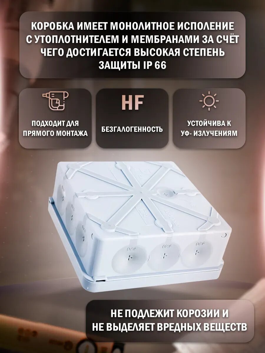 Распределительная коробка для прямого монтажа 100х100х40 — фото 1