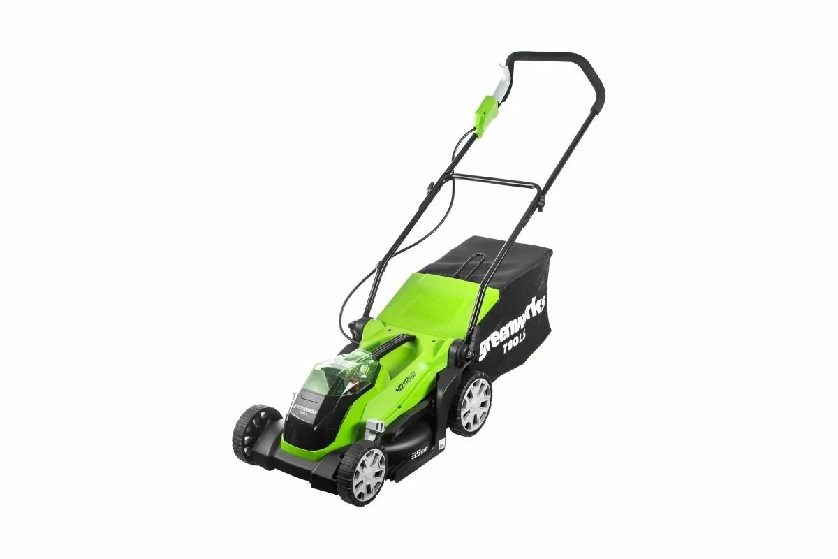 Газонокосилка аккумуляторная GREENWORKS G40LM35K2 35см несамоходная 2Ач с 1 АКБ с ЗУ 2501907UA