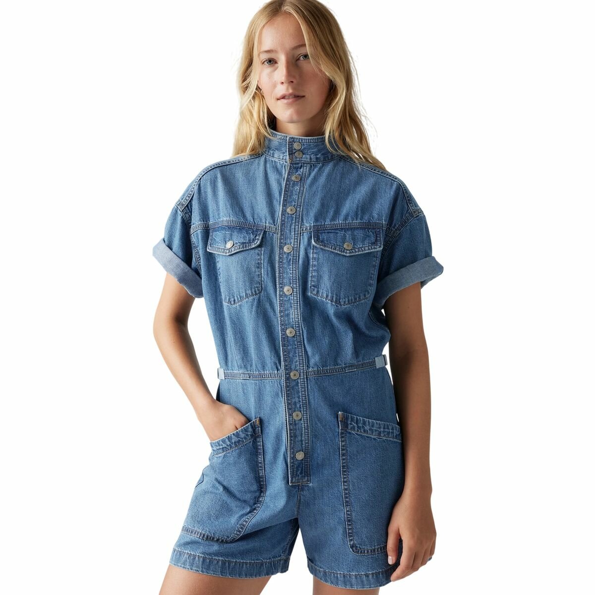Комбинезон Levi's Women Short Sleeve Surplus Romper, размер M, cиний