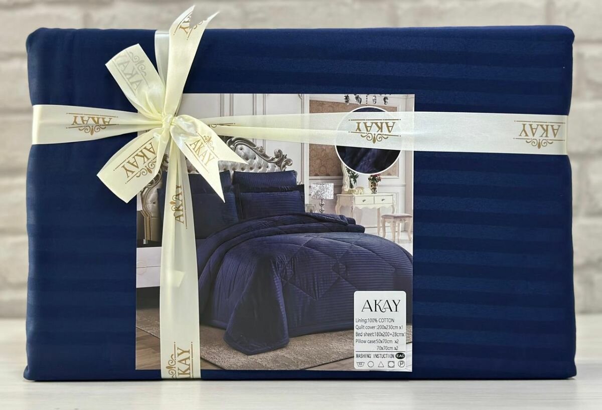 Комплект постельного белья AKAY SATIN темно-синий 15 пвх
