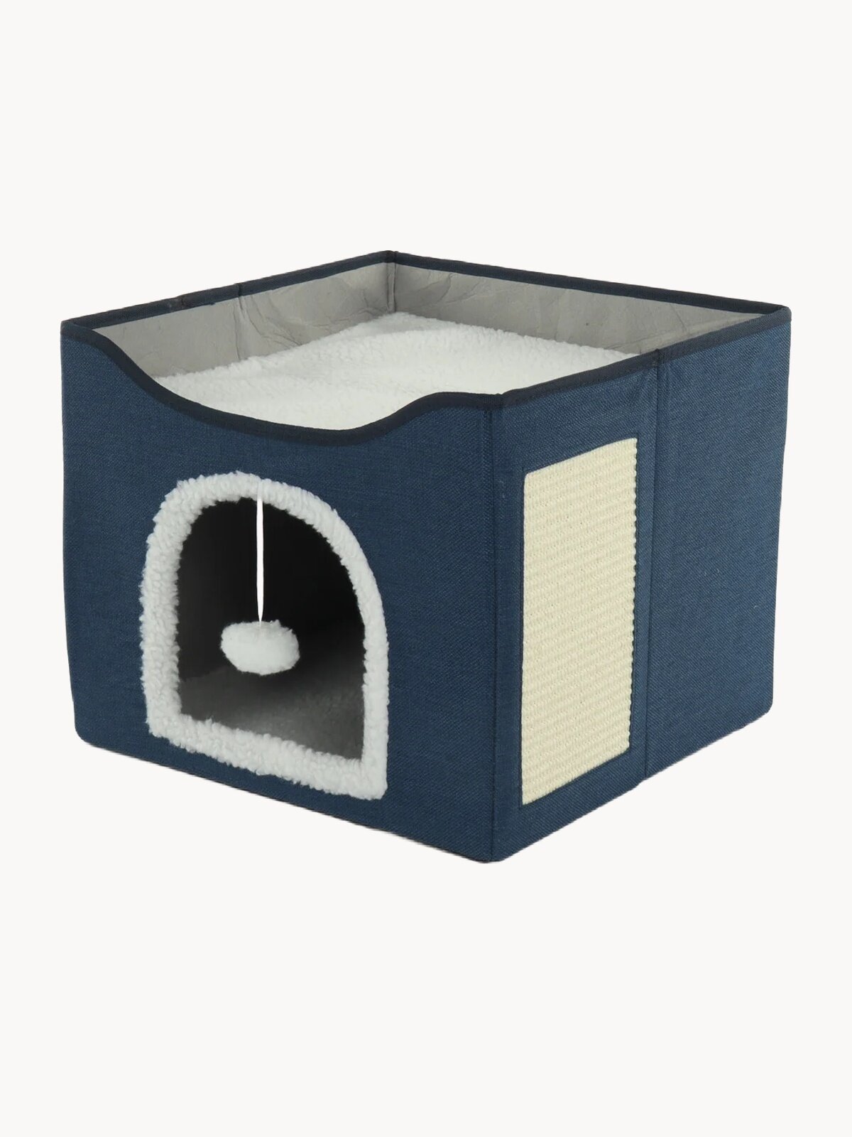 Домик - лежанка для кошек и собак ZooWell 3в1 складная с когтеточкой и игрушкой