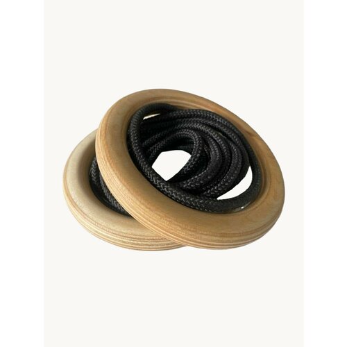 Кольца гимнастические деревянные детские на канатах