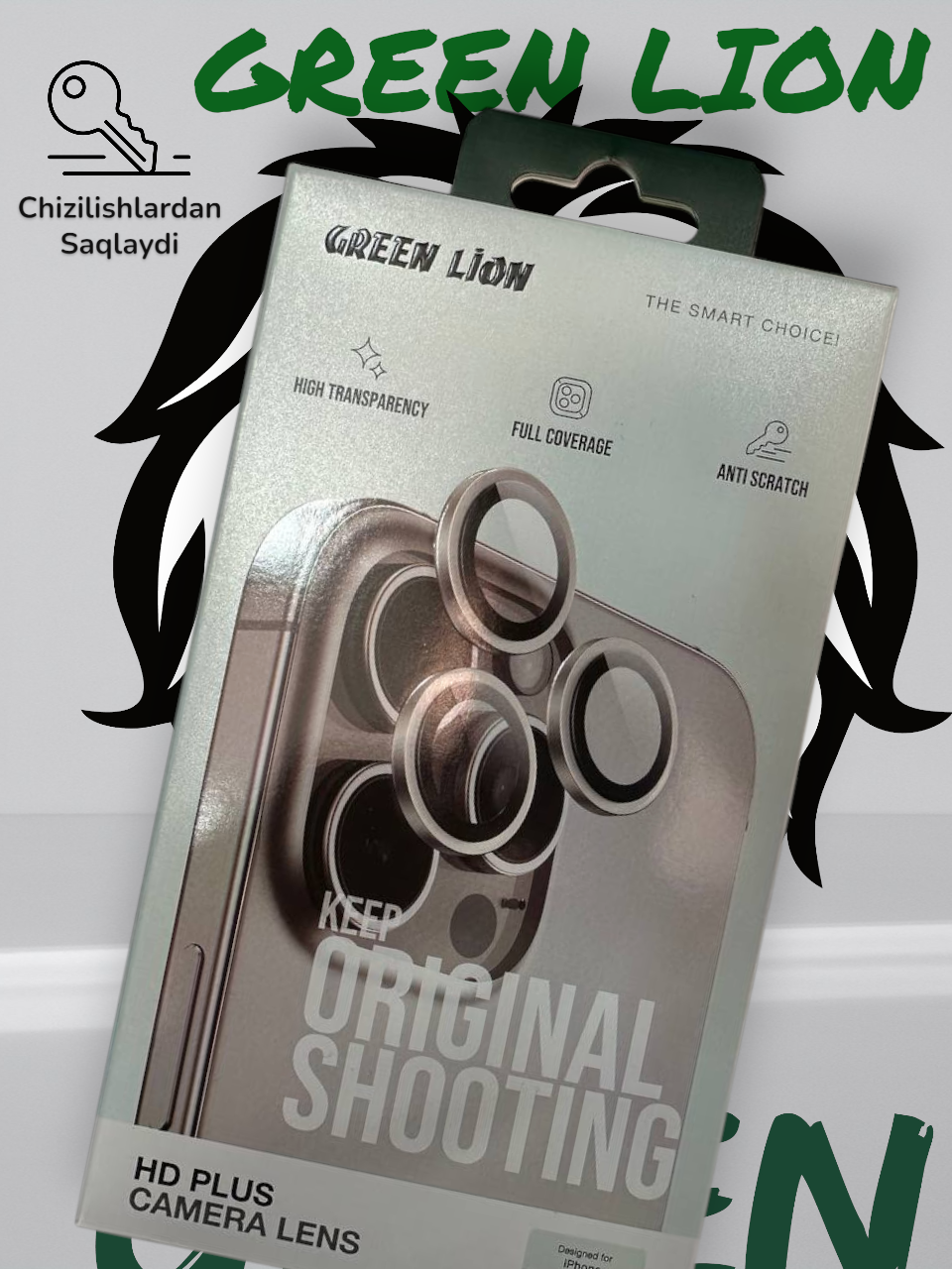 Защитное стекло, на камеру, синий, для Apple iPhone 16pro/16 pro max Green Lion White Titanium