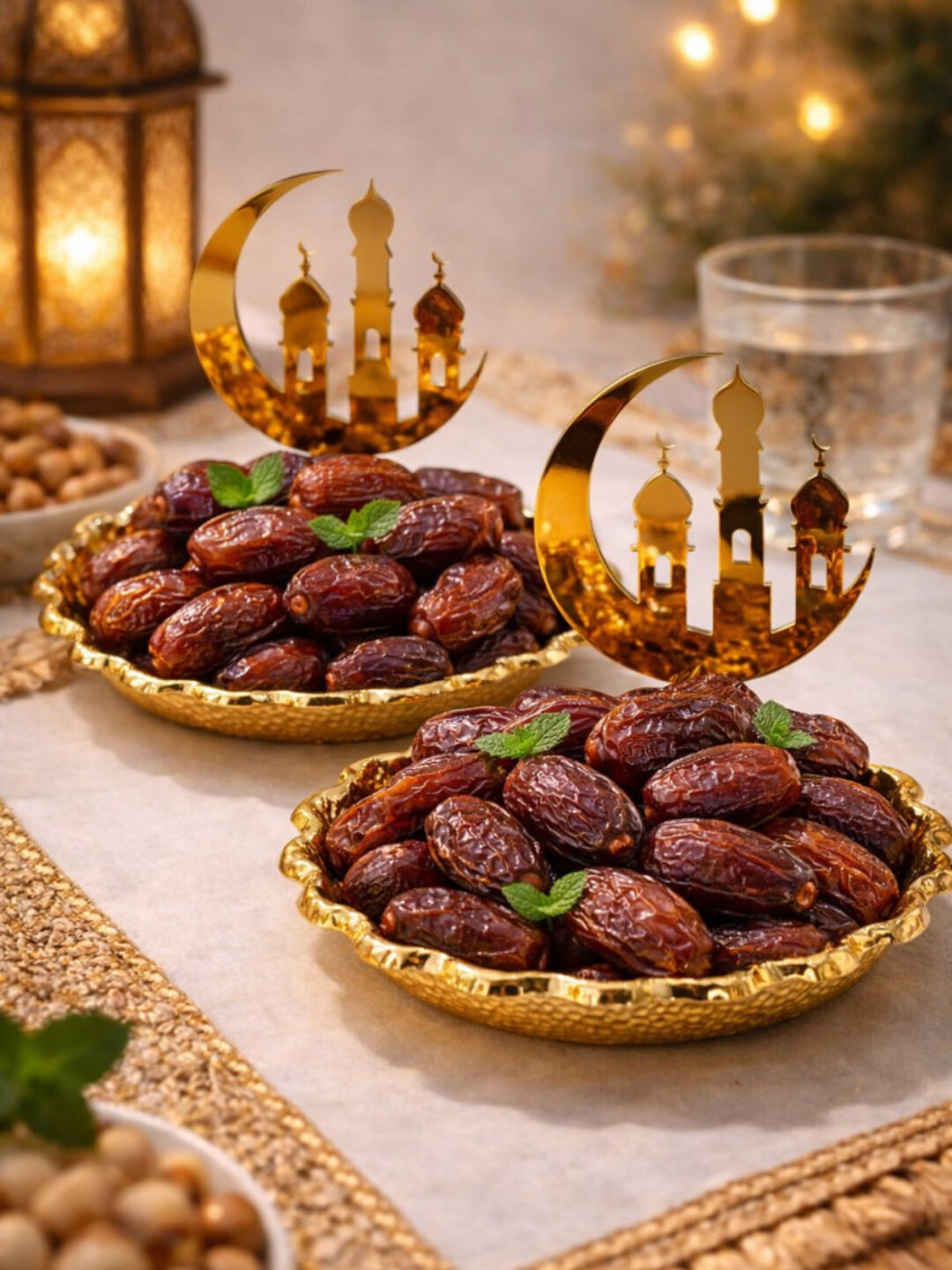 Тарелка декоративная "Мечеть в полумесяце", золотой цвет, восточная, для Рамадана