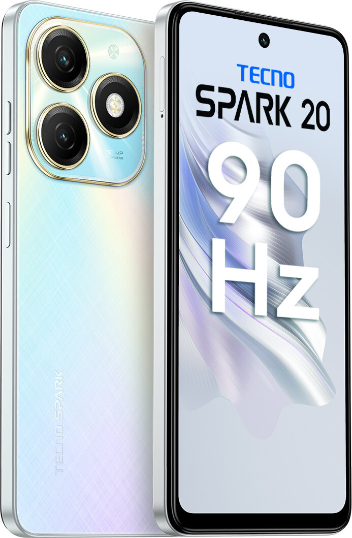 Смартфон TECNO Spark 20 8/128 ГБ, Dual nano SIM, cyber white