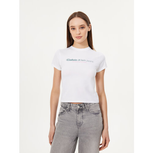 Футболка Calvin Klein Jeans, размер XS, белый футболка calvin klein размер xl [int] белый