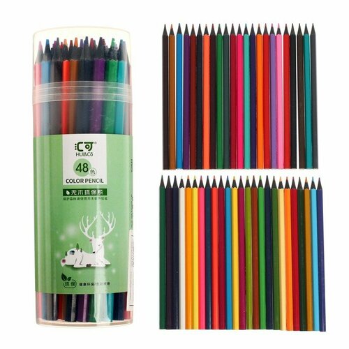 Карандаши 48 цветов в тубусе корпус шестигранный пластиковые черное основание 996₽