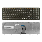 Клавиатура для ноутбука Lenovo Ideapad Z570, B570, B575, B590, V570, V580, Z575 Series. Плоский Enter. Черная, с черной рамкой. 25201000.