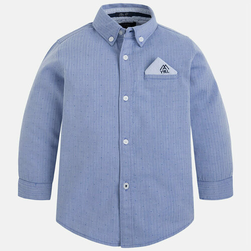 Рубашка Mayoral, размер 104 (4 года), голубой рубашка mayoral размер 104 4 года синий