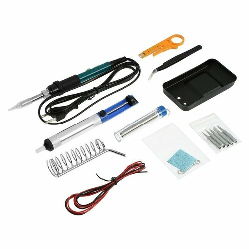 Паяльный набор тундра паяльник 60 Вт с регулировкой температуры 15 предметов 5385₽