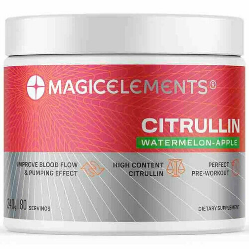 Цитруллин Magic Elements Citrulline - 240 грамм, арбуз-яблоко аминокислота citrulline synergy 240 г вкус арбуз яблоко