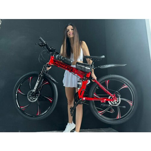 фото Велосипед складной двухподвесной richiesto 26" рама 17" дисковый тормоз, красный