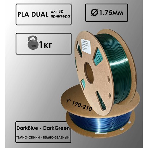 PLA Dual Цвет Темно-Синий - Темно-Зеленый Пластик для 3D-принтера