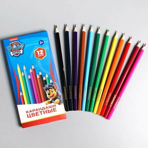Карандаши Щенячий патруль Гончик 12 цветов деревянные шестигранные 1 упаковка 299₽
