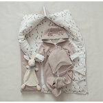 Комплект трикотажный, демисезонный, для новорожденного, на выписку, 56 размер, розовый, MAMINY ZAPISKY - изображение