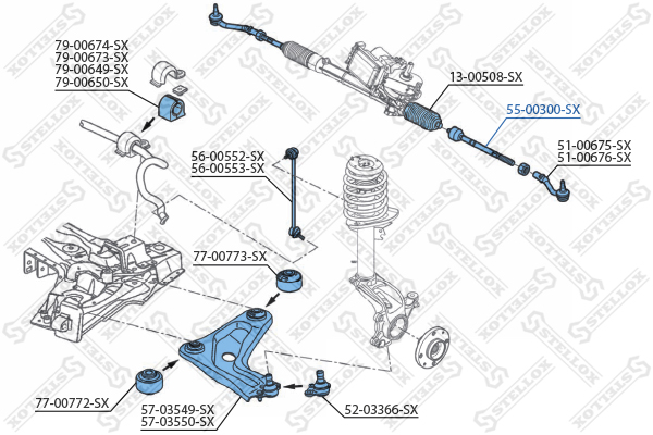 Тяга рул. Peugeot 207 all 06> перед прав лев Stellox 55-00300-SX