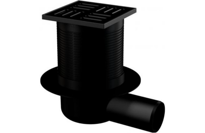 фото Душевой трап Alcaplast APV31BLACK D50 10.5х10.5 черный матовый
