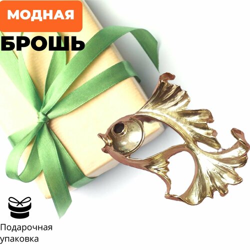 фото Брошь, золотой, бежевый chaika jewellery