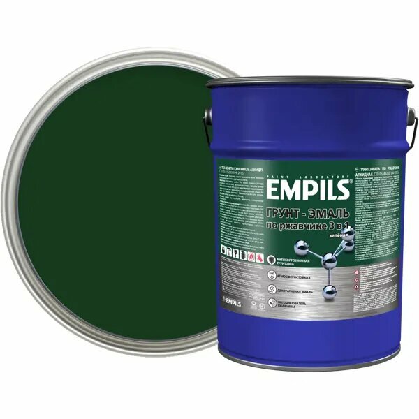 Грунт-эмаль по ржавчине 3 в 1 Empils PL гладкая цвет зеленый 5 кг