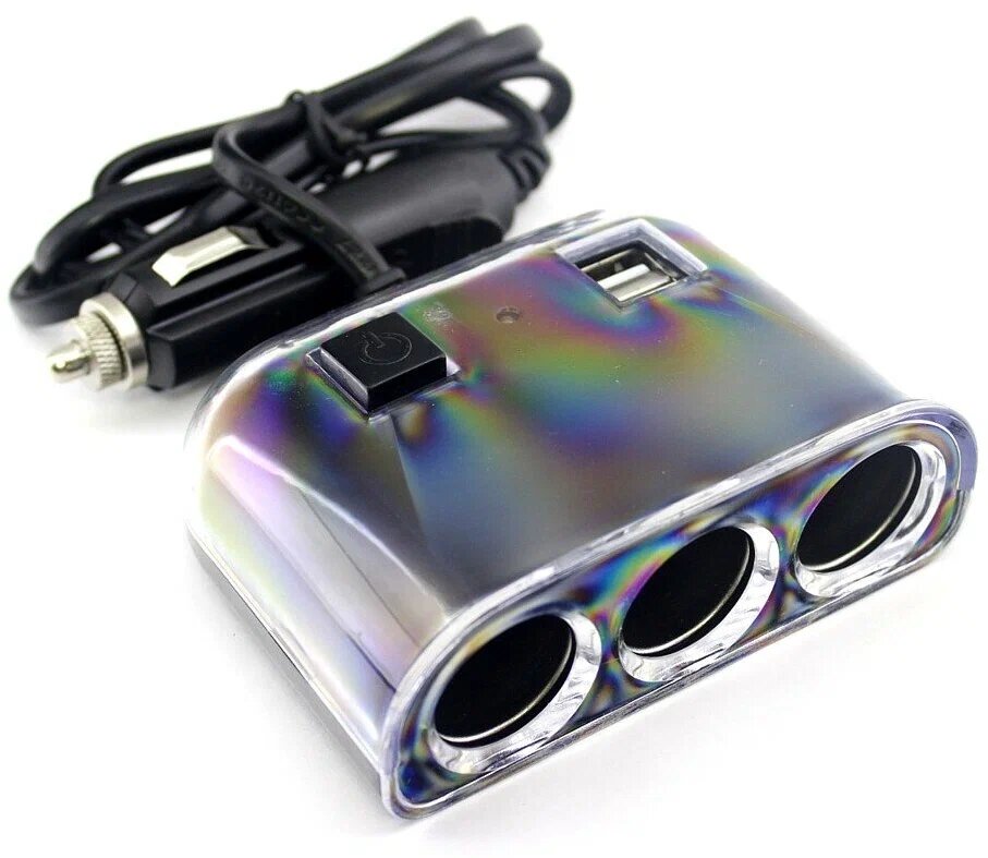 Автомобильный разветвитель прикуривателя IN-CAR 1505 /3 гнезда + 2 USB / 120W