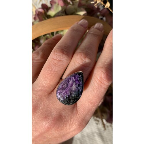 Кольцо True Stones, чароит, размер 16, фиолетовый