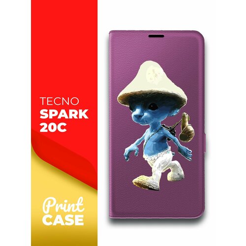 Чехол на Tecno Spark 20C (Техно Спарк 20С) фиолетовый книжка эко-кожа подставка отделением для карт и магнитами Book Case, Miuko (принт) Шалушай чехол на tecno spark 20c техно спарк 20с фиолетовый книжка эко кожа подставка отделение для карт и магнитами book case miuko принт мишка смартфон