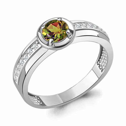фото Кольцо diamant online, серебро, 925 проба, султанит, фианит, размер 16.5, зеленый