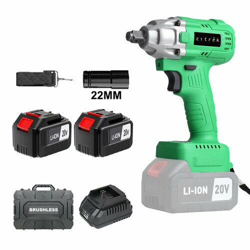 Гайковерт аккумуляторный ударный бесщеточный Zitrek Crusher 20-Li 20В 2 Li-ion аккумулятора ЗУ кейс головка 12660₽