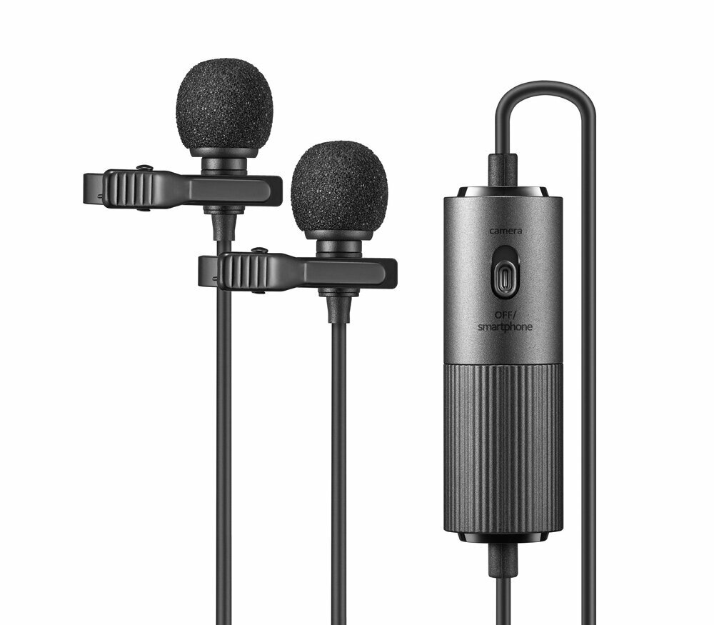 Микрофон Godox LMD-40C двойной петличный, 3.5 мм TRS / TRRS, кабель 4 м — фото 1