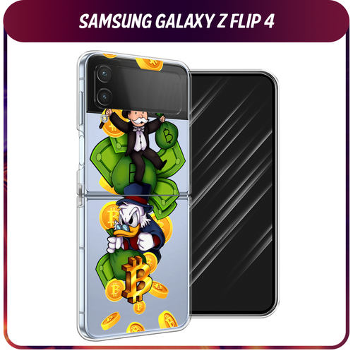 Силиконовый чехол на Samsung Galaxy Z Flip 4 / Самсунг Галакси Зет Флип 4 Scrooge McDuck and Monopoly, прозрачный силиконовый чехол на samsung galaxy z flip 4 самсунг галакси зет флип 4 маки и васильки фон прозрачный