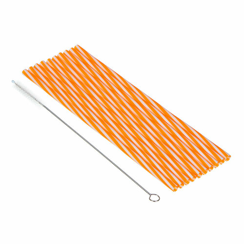 Рыжий Трубочки для напитков многоразовые 10 шт, сверхтолстые, с щеткой, пластик, металл,23 см, 10 штук